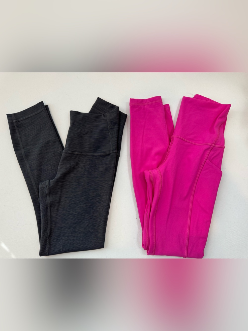 2 Pair Lululemon Leggings Bundle Size 2 – Black Heather + Hot Pink